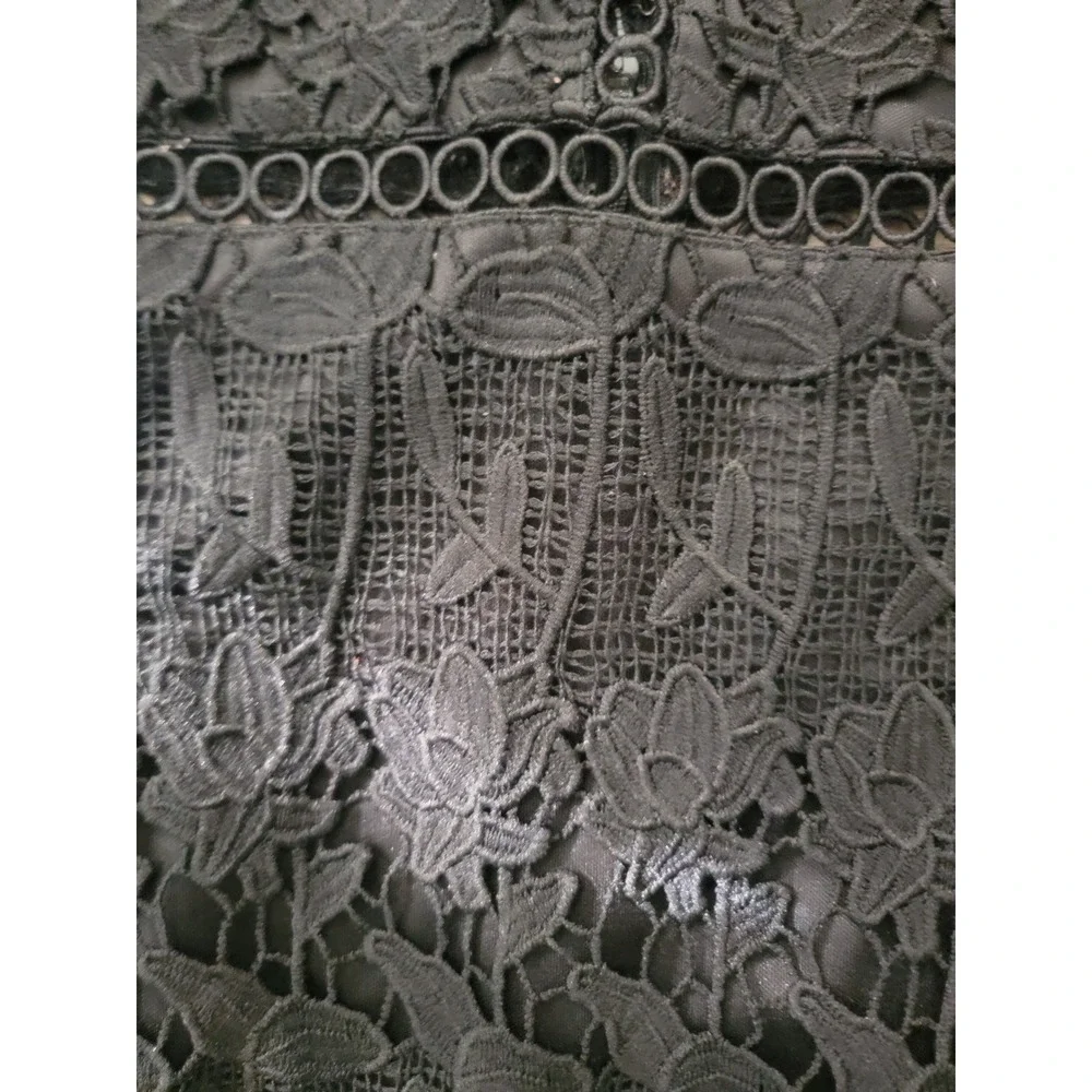 Fashion Nova Womens Black Lace Halter Midi Dress Crochet Detail Size L - Picture 5 of 7